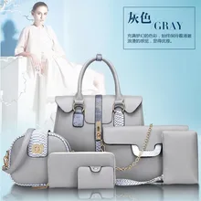 6 Teile/satz Verkauf Frauen Tasche Krokoprägung Verbund Tasche Frauen Messenger Bags Schulter Handtasche Geldbörse Pu-leder Handtaschen