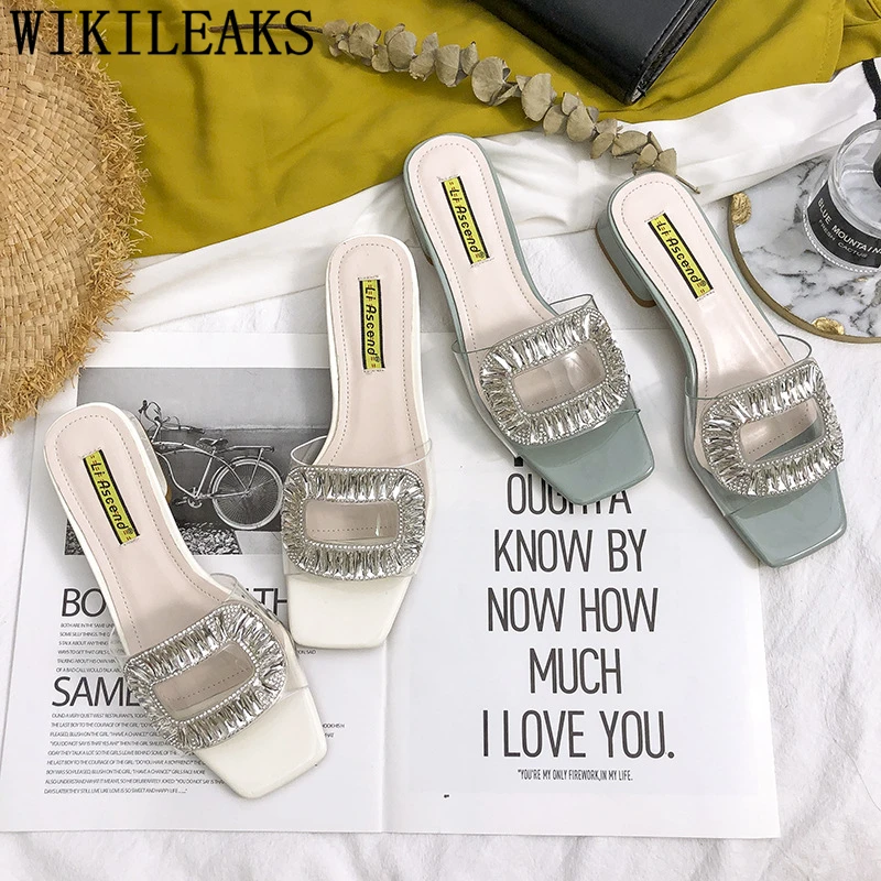 

rhinestone slides transparent slippers white slippers fashion summer slippers shoes woman female shoes klapki damskie na lato