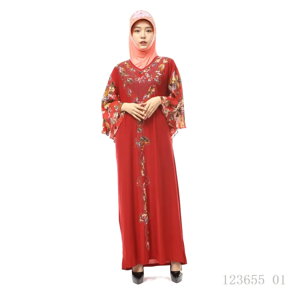 Мусульманское платье, летний кафтан с длинным рукавом, Исламская одежда, 4 цвета, Абая для женщин, v-образный вырез, кафтан Tesettur Elbise, турецкий джилбаб - Color: caftan dubai