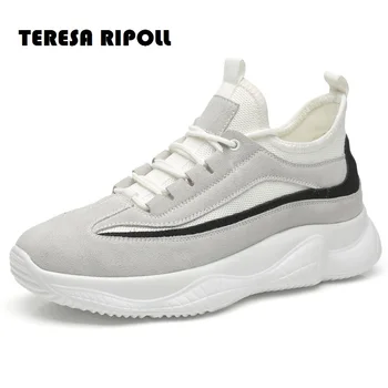

TERESA RIPOLL Men Sneakers 2019 Spring Casual Fashion Men's Lace up Cow Suede Flats Shoes Man's Outdoor Running Shoes
