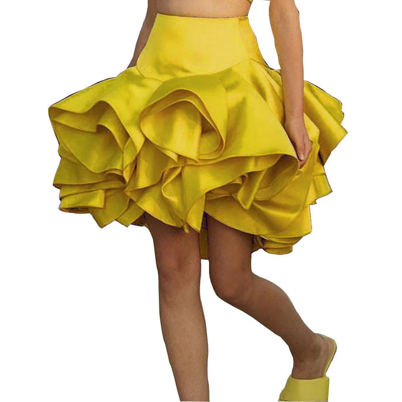 Сексуальные мини-женские юбки, милые ярусные оборки на заказ, формальная юбка для выпускного вечера длиной до колена