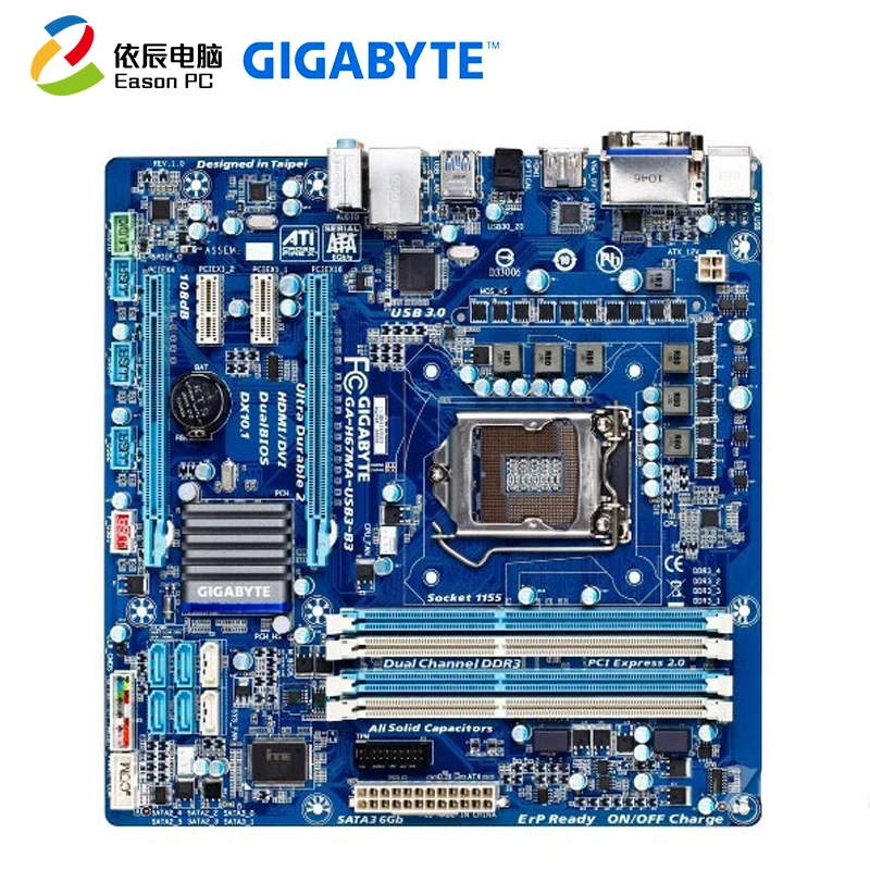 Материнская плата GIGABYTE GA-H67MA-USB3-B3 для настольного компьютера LGA1155 DDR3 i5 i7 Micro-ATX