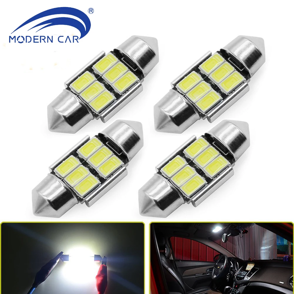 Современный автомобиль 4x C5W C10W C3W 31 мм 6smd светодиодный гирлянда; осветительная лампа 5630 автомобильный светильник номерного знака