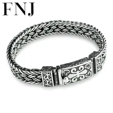 FNJ 925 серебряный плетеный браслет 11 мм ширина новая мода провод-кабель цепь S925 тайский серебряный браслет для женщин мужские ювелирные изделия