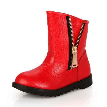 

Kids Fashion Mid Calf Boots Girls Classic Zipper Flat Comfortable Shoes Children Winter Round Toe Non-Slip Boots AA60221