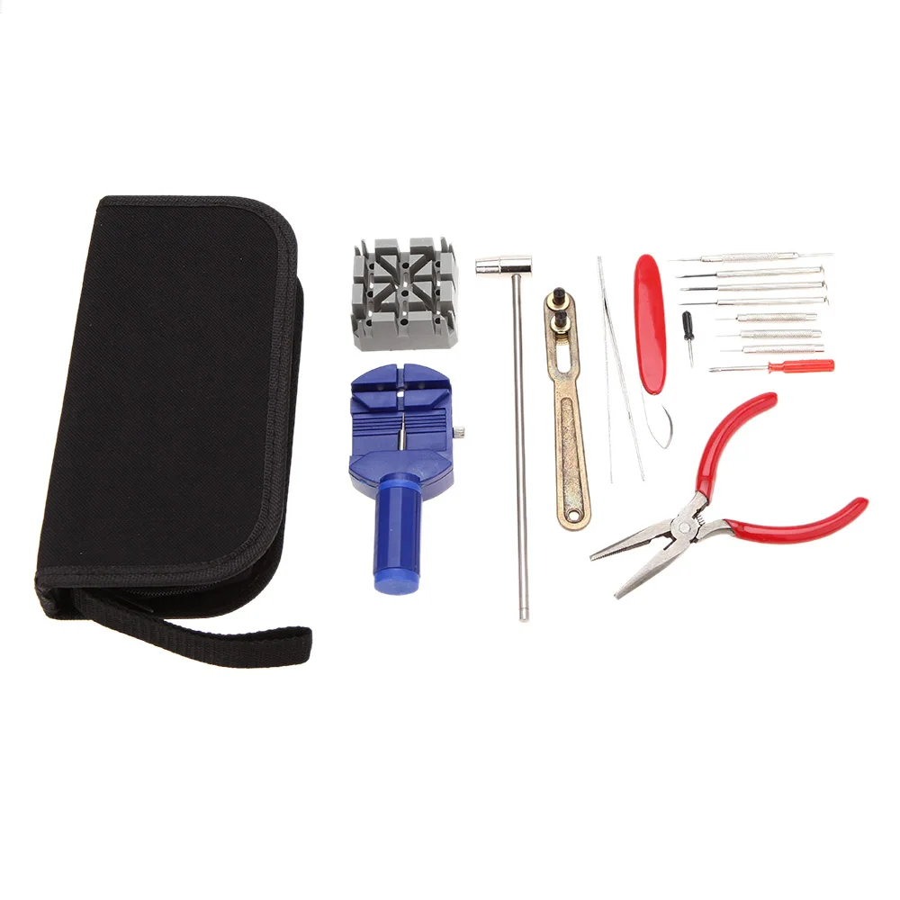 New 16 pcs Watch Repair Tool Kit Set Case Set Wrist Strap Adjust Pin
