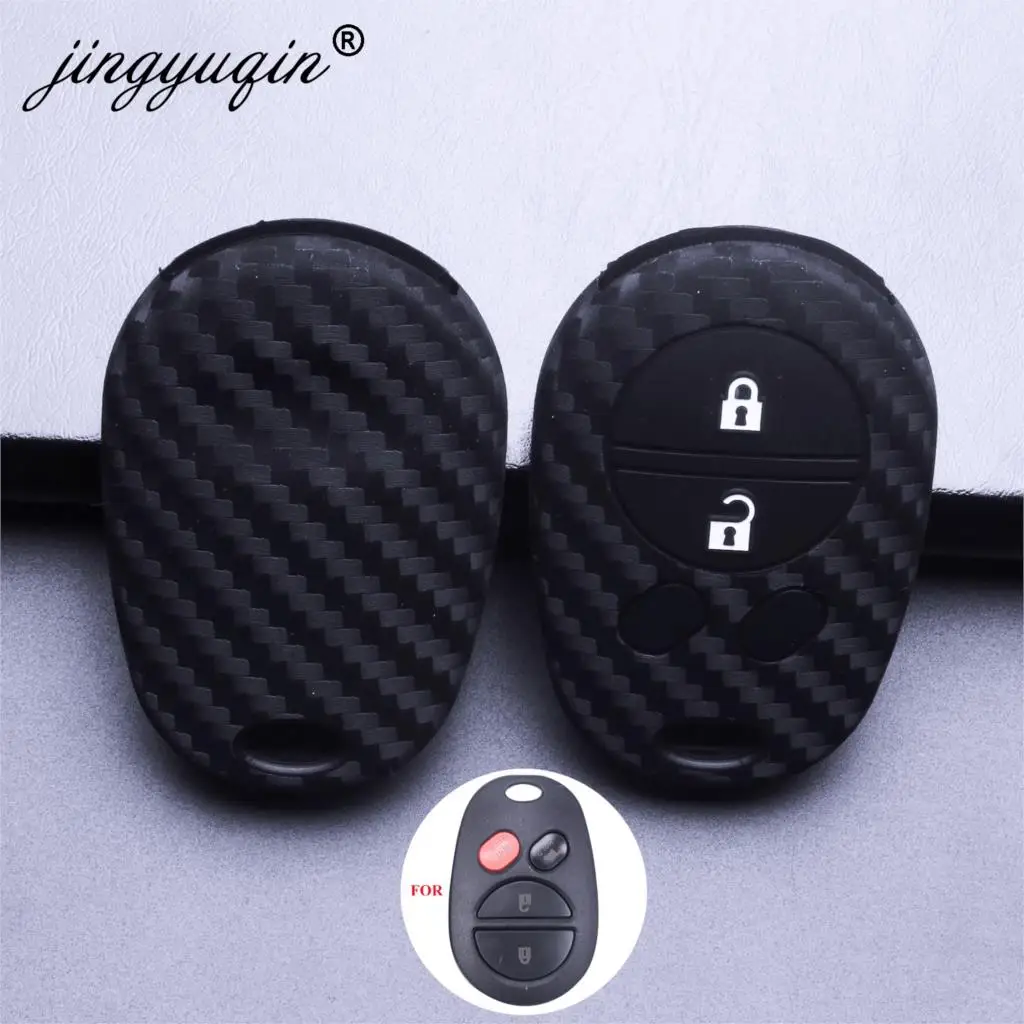 Jingyuqin-2-3-4-pulsante-copertura-della-chiave-dell-automobile-a-distanza-del-carbonio-del-Silicone.jpg Keyforkess 2/3/4 pulsante copertura della chiave dell'automobile a distanza del carbonio del Silicone per Toyota Sequoia Sienna Avalon Solara Highlander custodia Fob - Jingyuqin 2 3 4 pulsante copertura della chiave dell automobile a distanza del carbonio del Silicone