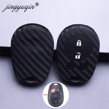 Keyforkess 2/3/4 pulsante copertura della chiave dell'automobile a distanza del carbonio del Silicone per Toyota Sequoia Sienna Avalon Solara Highlander custodia Fob