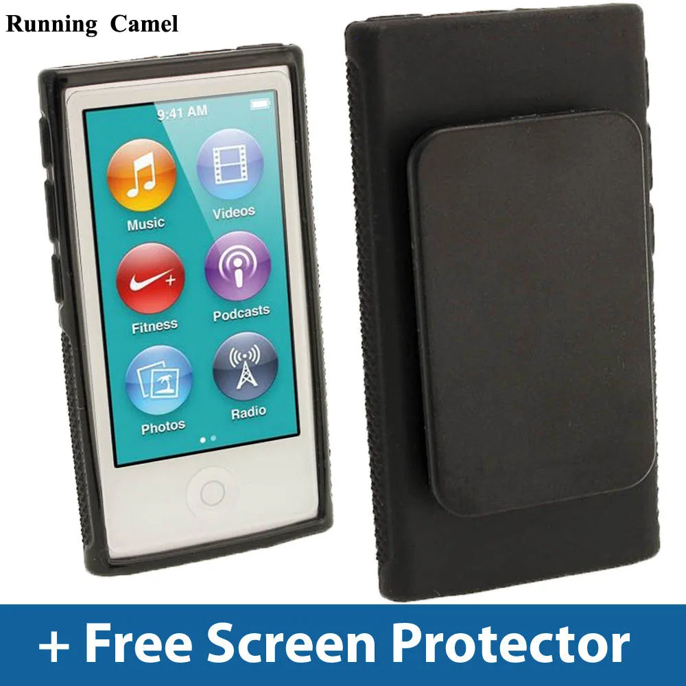 Running Camel Новинка для iPod Nano 7 7G 7-й Зажим для ремня ТПУ резиновый гелевый мягкий кожаный чехол+ 2 шт Защитная пленка для экрана для Nano 7