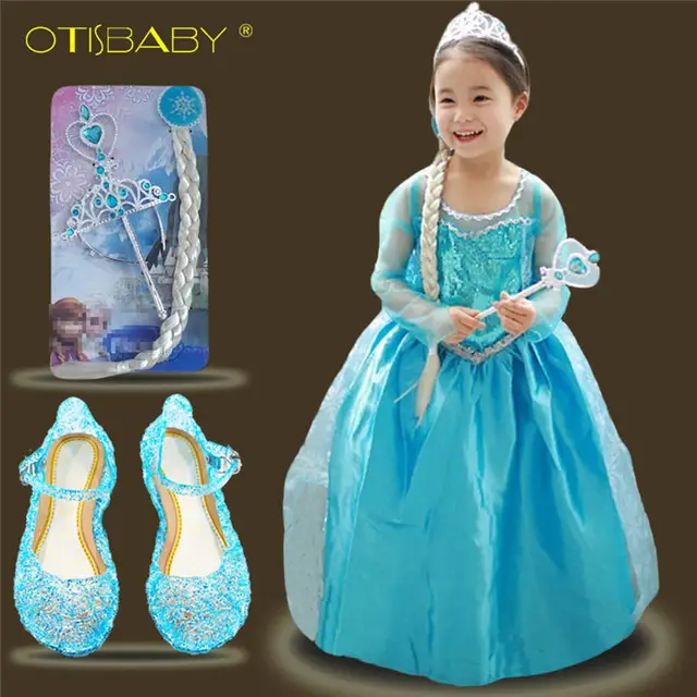 2022 Fairy Girl Elsa Dress Christmas Snow Queen Princess Dress Up Magic