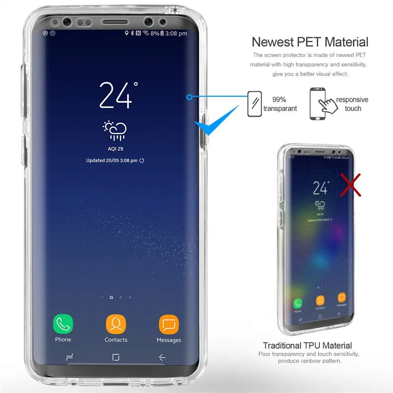Чехол на весь корпус для Samsung Galaxy A5 2017 J3 J5 J7 A8 A6 Plus 2018 A9 S6 S7 Edge S8 S9 Note 8 9 прозрачный