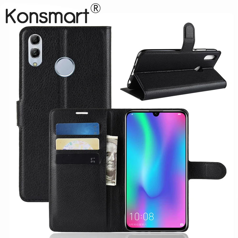 

KONSMART Flip Leather Phone Cover For Huawei P Smart 2019 Wallet Protective Book Case P Smart Silicone Stand Smartphone Cases