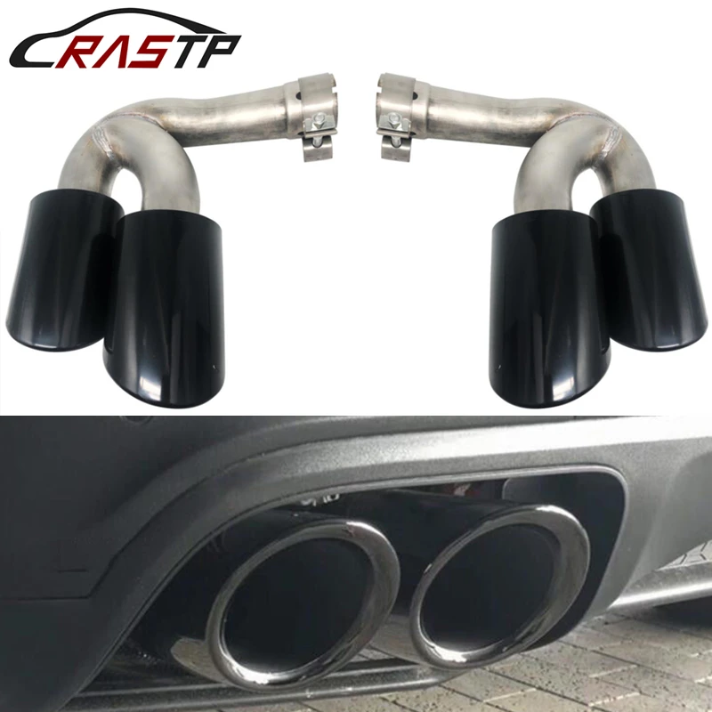 RASTP-2PCS Stainless Steel Exhaust Tips Muffler Tail Ends for Porsche Cayenne 2018 Vehicle Modification Mufflers RS-CR8131