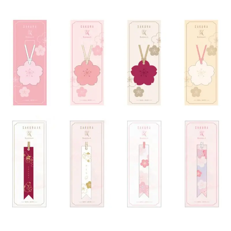 

Sakura Flower Series Petal Leather Bookmark Hot Stamping DIY Beautiful Bookmark Clip Practical Stationery Student Gift