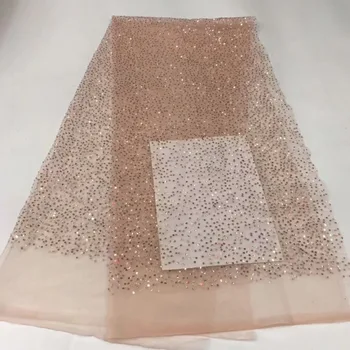 

2019 high quality sequence French Nigerian sequins net lace,African tulle mesh sequence lace fabric for dress 5yards/lot YYZ3289