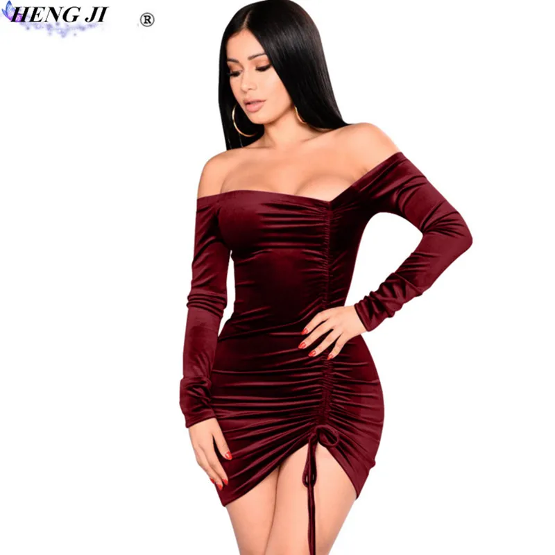 Buy Velvet dress, sexy, long sleeved