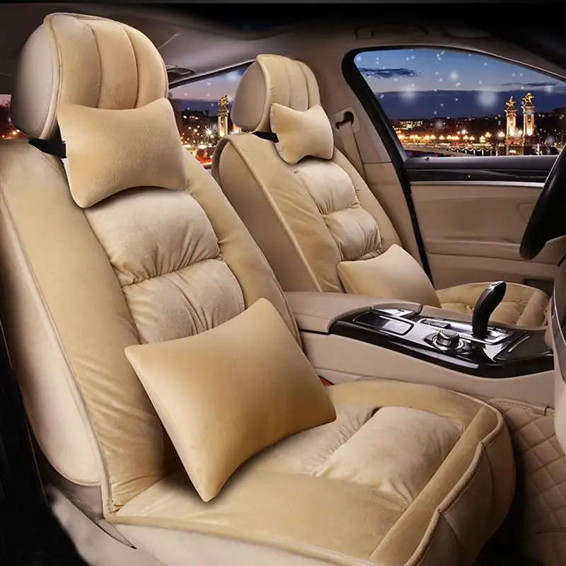 

VORCOOL 1PC Soft Plush Synthetic Wool Bucket Seat Covers Cushion Winter Stylish Car Seat Cover Real Fur Car Interior Accessories