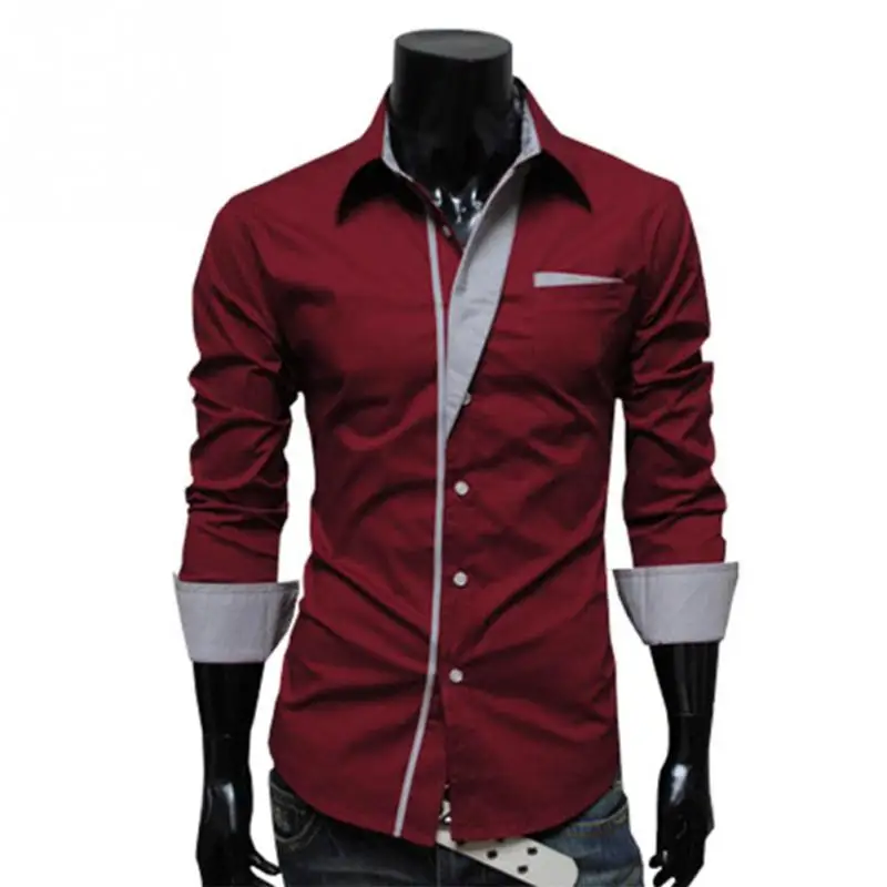 Высокое качество модные полоски разные цвета Стиль тонкая рубашка мужская Повседневная рубашка с длинным рукавом