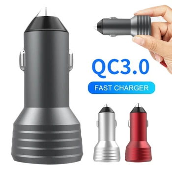 

3.0 36W Quick Charge Dual USB Car Charger, Fast Car Charger Adapter with LED Display Compatible High Quality Metal Style