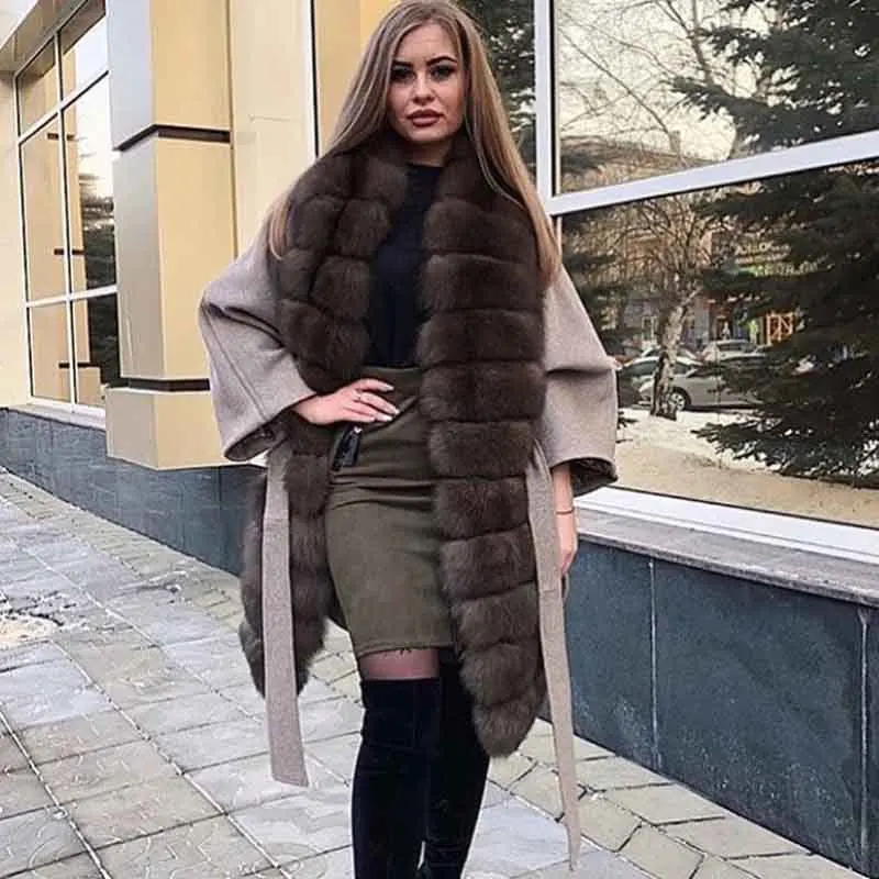 Tatyana Furclub, Женское шерстяное пальто, зимняя меховая куртка с лисьим меховым воротником, облегающая верхняя одежда, меховая парка, пальто для улицы