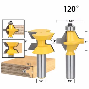 

1/2" Shank Router Bit Set 120 Degree Woodworking Groove Chisel Cutter Tool(2Pcs)