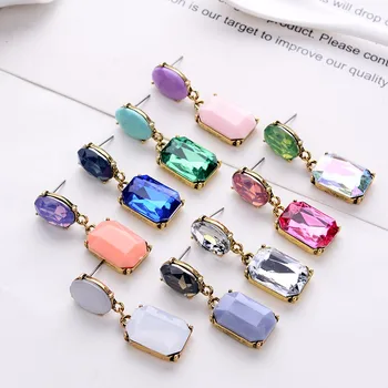

LUBOV Multicolor Square Candy Drop Earrings Pendant Fashion Jewelry for Women 2018 New Fashion Christmas Party Wedding Earrings