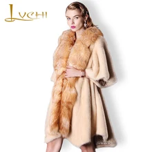 LVCHI 2017 The Real Mink Fur coats Skirt Natural Full Pelt Slim Mink Fur Winter Coat Women’s Fashion Whole Leather Mink Coat