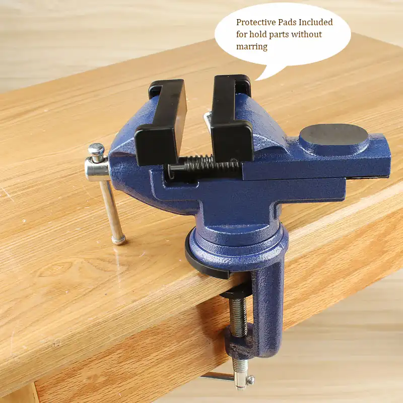 2 5 Small Swivel Base Clamp On Bench Vise For Woodworking Repair