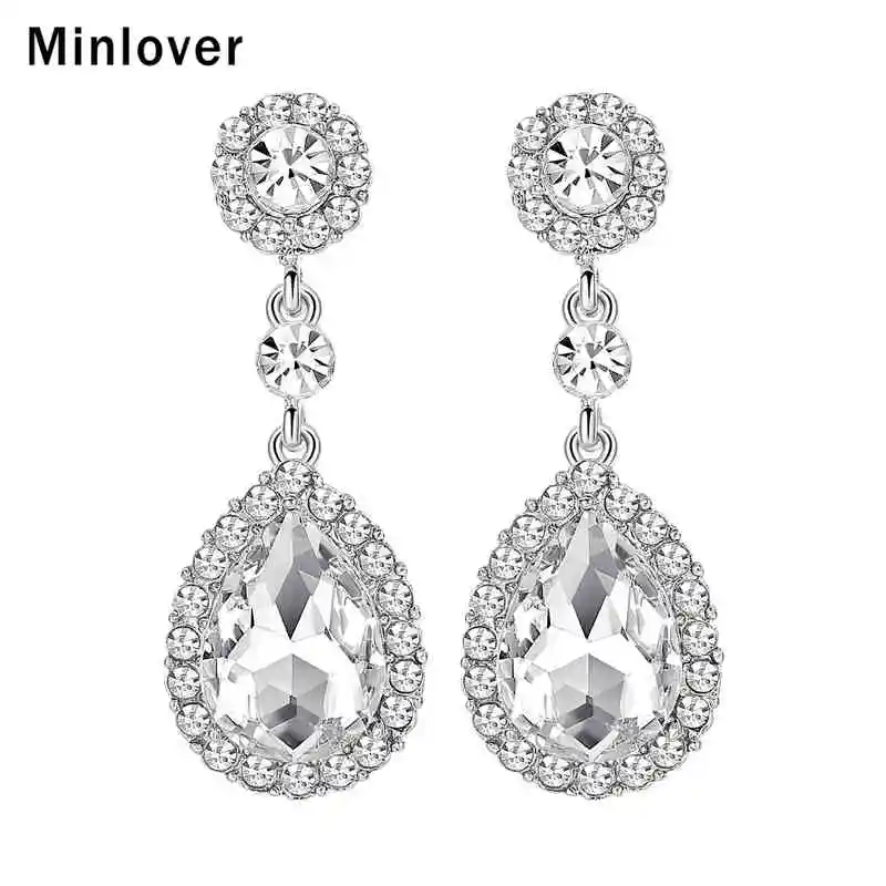 Minlover 2018 New Silver Color Austrian Crystal Classic Teardrop Earrings for Women Environmental Christmas Gifts EH070 | Украшения и