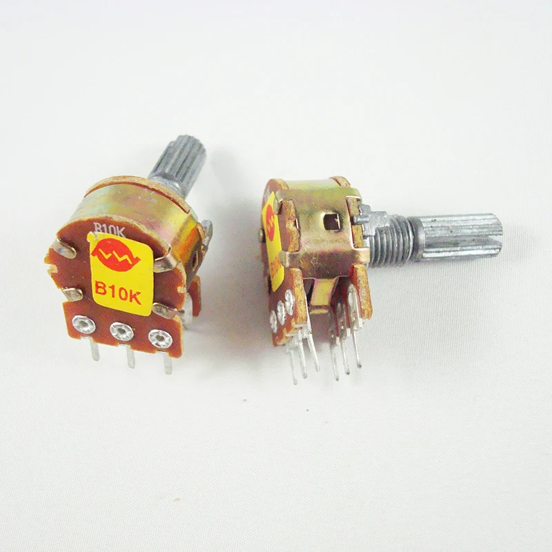10pcs Dual Stereo Potentiometer Pot B100K 10K Ohm R Linear shaft 20mm