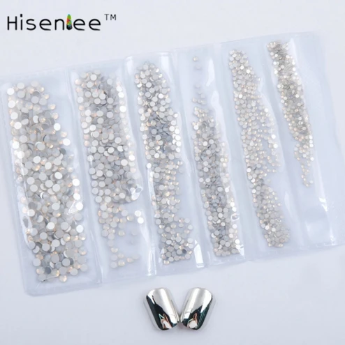 ss3 ss4 ss5 ss6 ss8 ss10 Small Sizes all 1728pcs Nails Art Crystal Glass Rhinestones For Nails 3D Nail Art Decoration Gems - Цвет: white opal