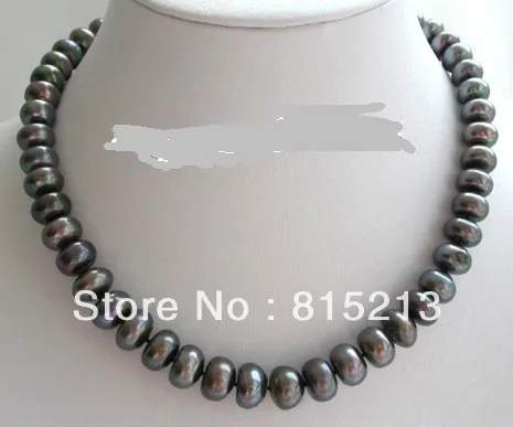 

FREE SHIPPING>@@> N203 wonderful big 12mm round black freshwater pearls necklace