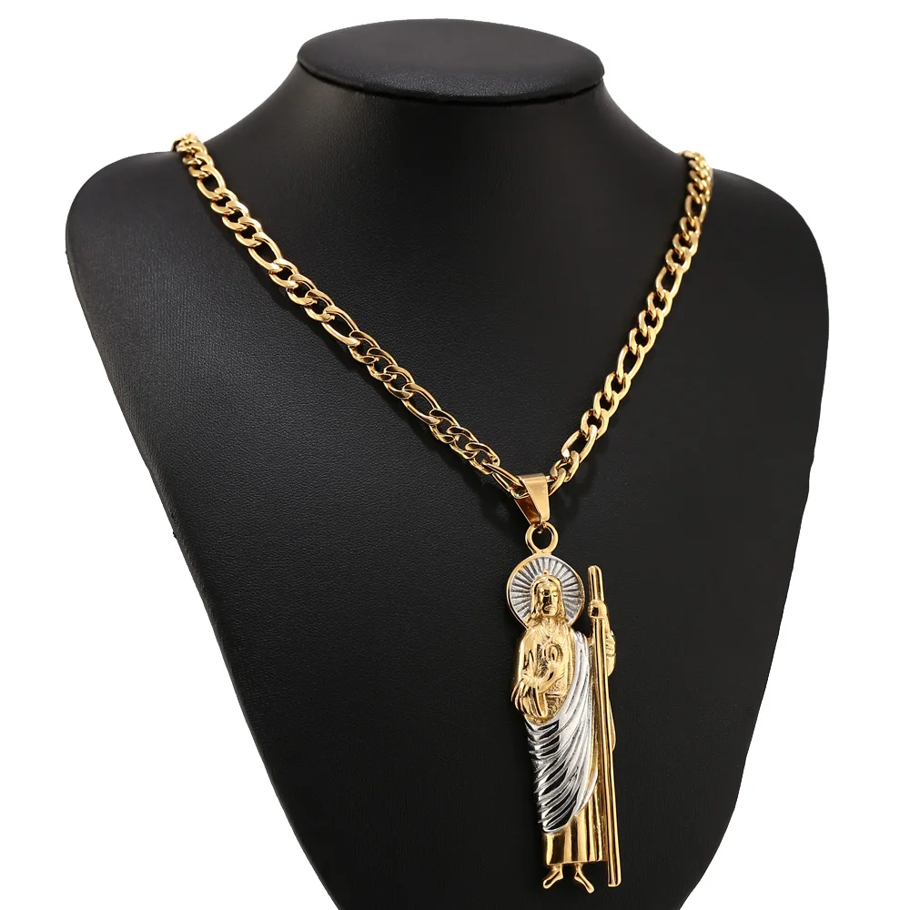 81 мм большой золотой и серебряный тон из нержавеющей стали мужской кулон крест