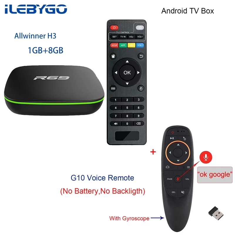 ILebygo Smart ТВ коробка R69 Android 7,1 ТВ Box Allwinner H3 Quad-Core 2,4G Wi-Fi Декодер каналов кабельного телевидения 1080 P HD movie 1 GB 8 GB Media player - Цвет: 2GB 16GB-G10