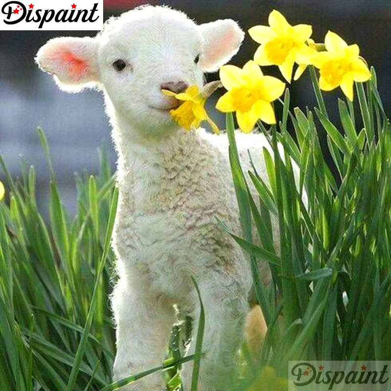 

Dispaint Full Square/Round Drill 5D DIY Diamond Painting "Animal sheep flower" Embroidery Cross Stitch 3D Home Decor Gift A18418