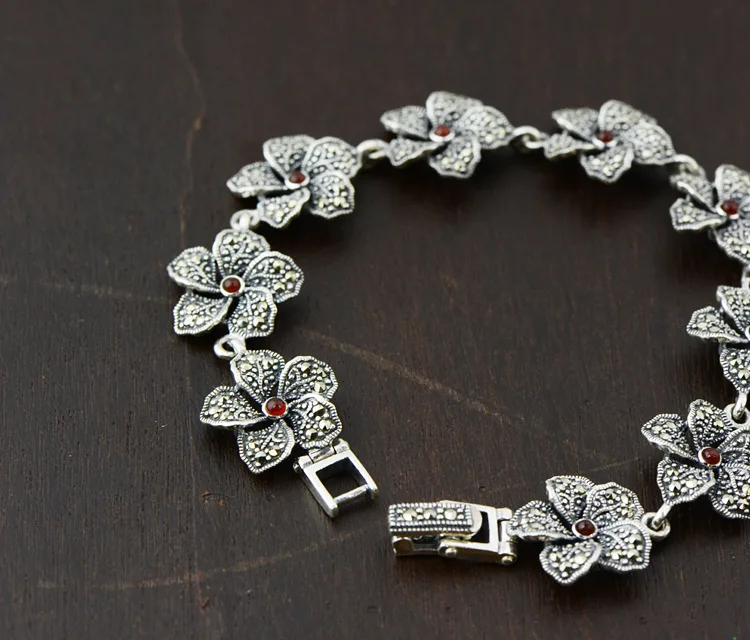 S925 Серебряный браслет натуральный камень тайский серебряный браслет для женщин