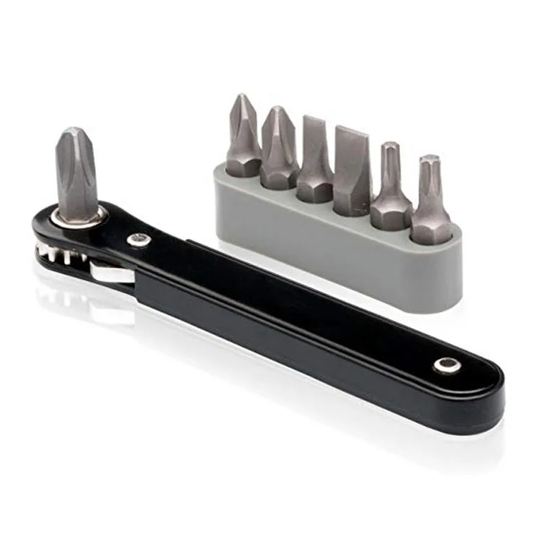 Mini Ratcheting Offset Screwdriver and Bit Set Pocket Size Close