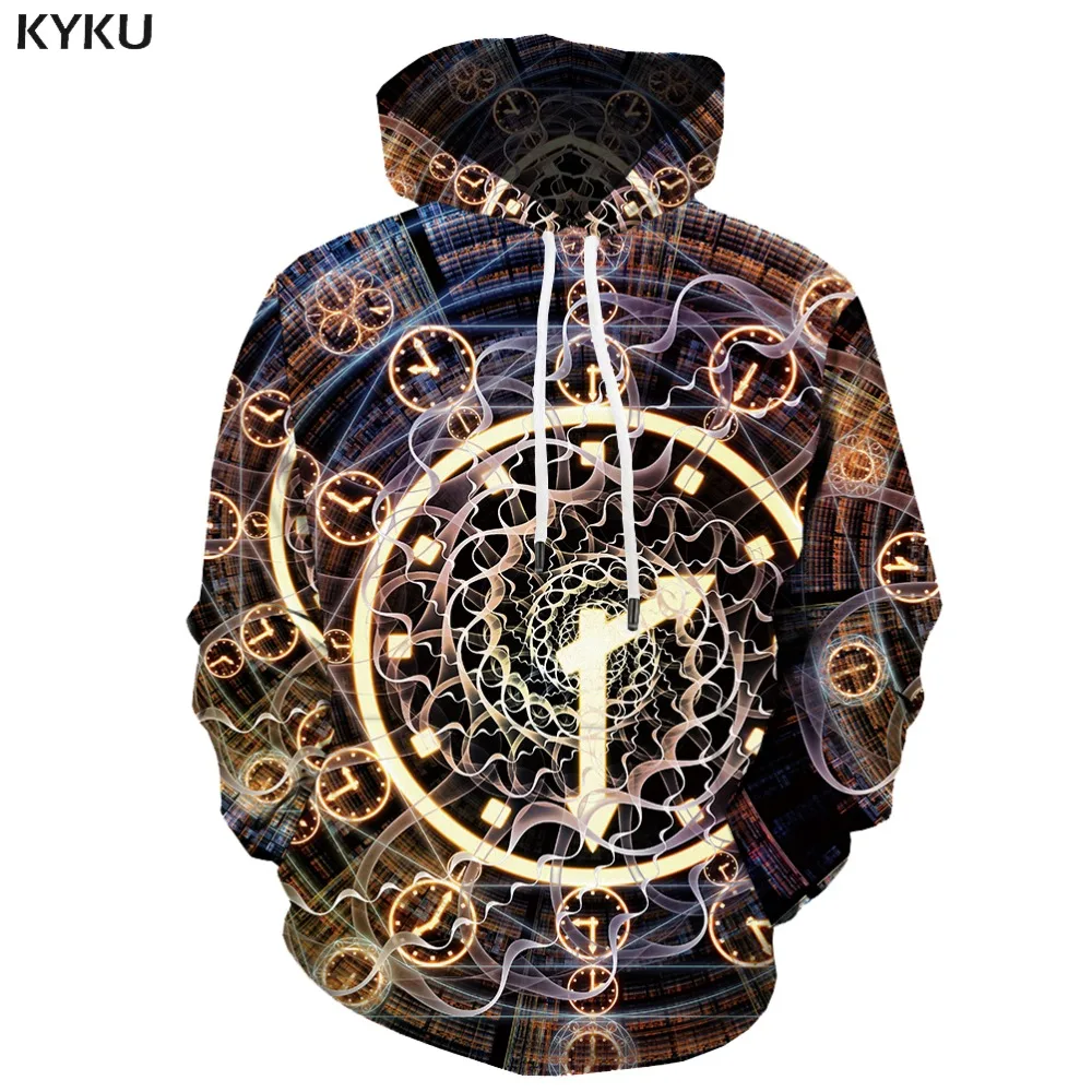 

KYKU Brand Psychedelic Sweatshirts men Metal Hoodie Print Space Sweatshirt Printed Time Hooded Casual Fantasy Hoody Anime