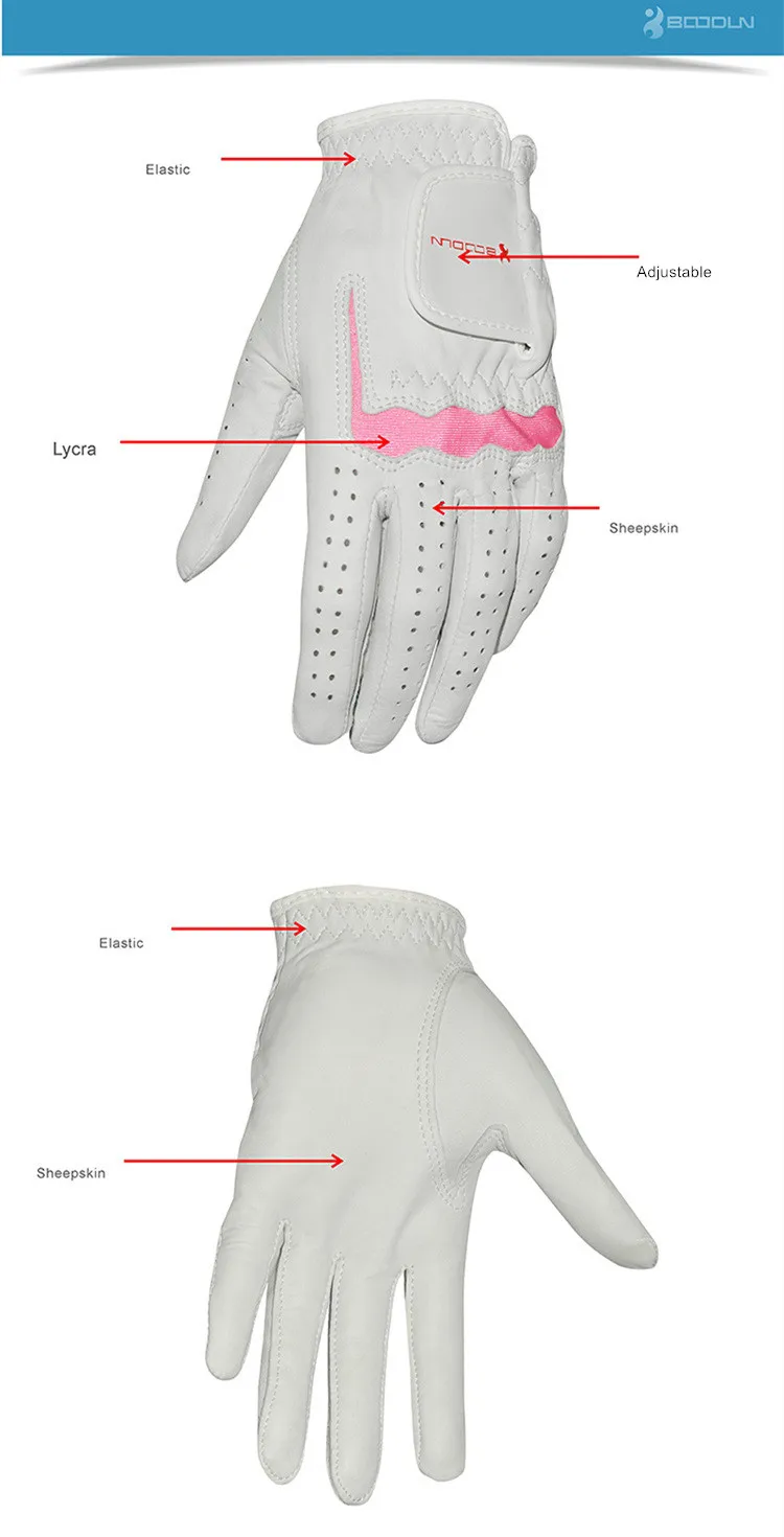 1 шт., женские перчатки для гольфа из натуральной кожи для левой и правой руки, дышащие мягкие перчатки из овчины белого и розового цвета, аксессуары для гольфа