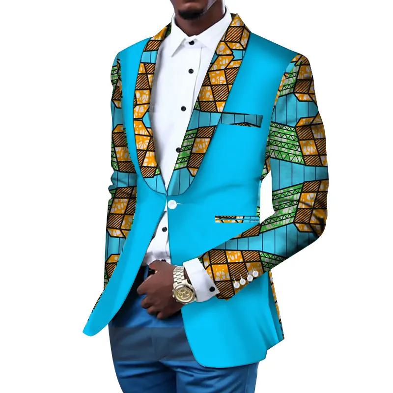 Мужской Блейзер приталенный модный пиджак африканская мужская одежда Блейзер свадебное платье костюм Дашики Базен Riche Анкара WYN145 - Цвет: 5