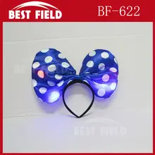 12 шт./партия уши Минни-Маус led Мерцающий Свет бант Повязки На Голову светодиодный головной убор вечерние сувениры