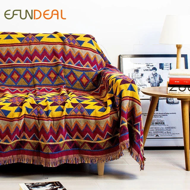 Vintage Bohimian Style Woven Soft Sofa Blankets Throws Rugs Vintage Bohimian Style Woven Soft Sofa Blankets Throws Rugs Cover Chair Table Print