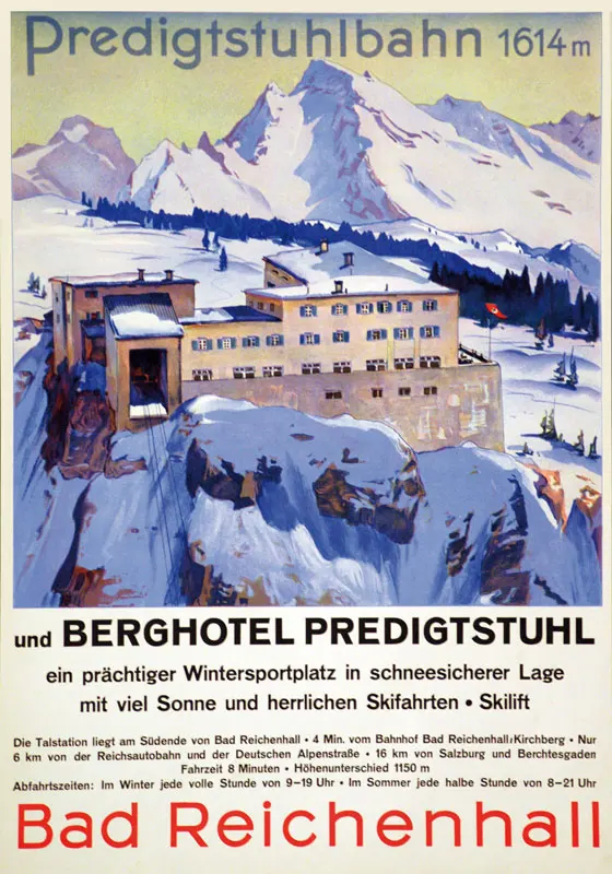 Германия туристические плакаты Predigtstuhlbahn Классическая Настенная Наклейка холст