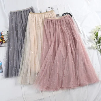 

summer bling bling stra mesh skirts women 2019 summer sequined shiny mesh skirts lady sequins skirt