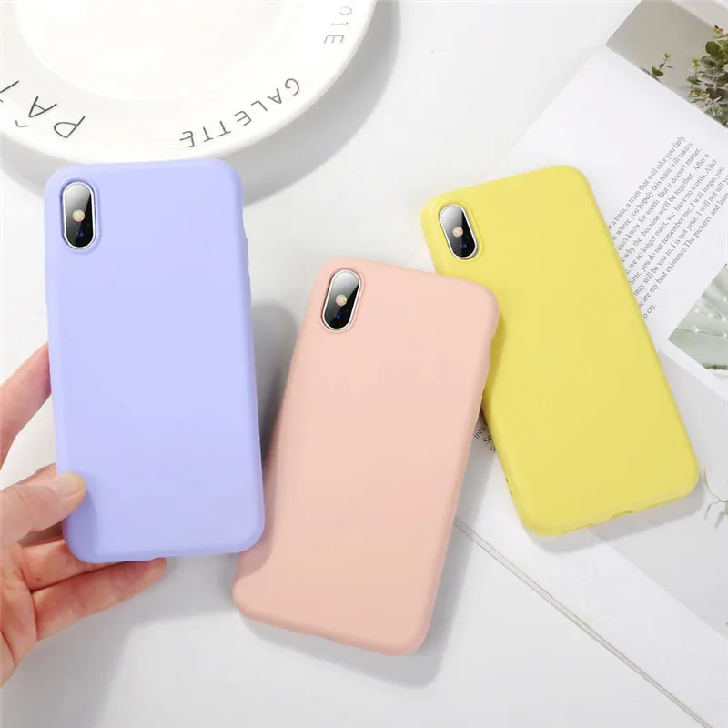 

Candy Color Soft TPU Phone Case For iPhone XS Max XR XS X Plus Colorful Simple Plain Silicone Case For iPhone X 6 6S 7 8 Plus