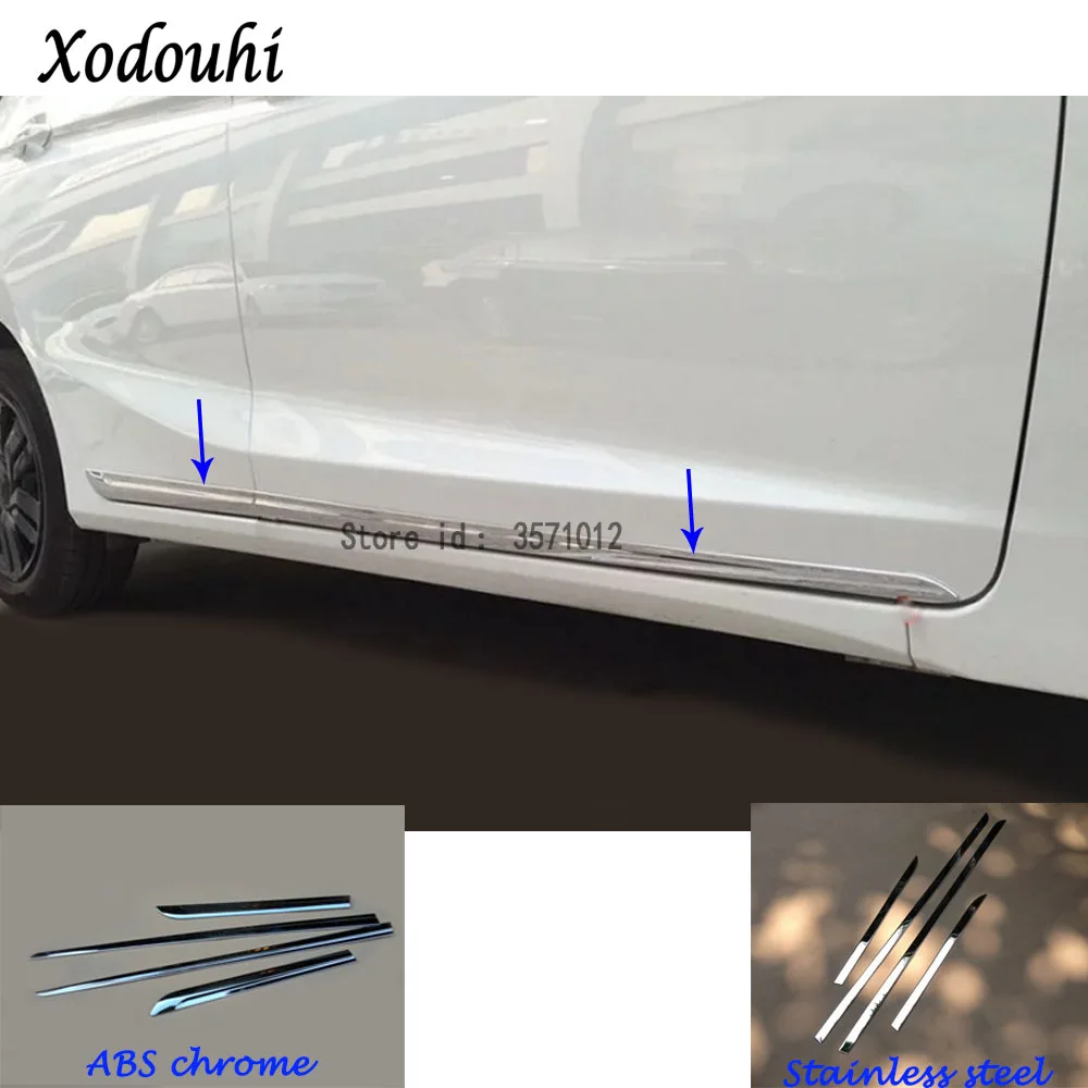 

For Honda Fit jazz 2014 2015 2016 2017 car stainless steel/ABS Chrome Side Door Body trim stick Strip Stream lamp panel bumper