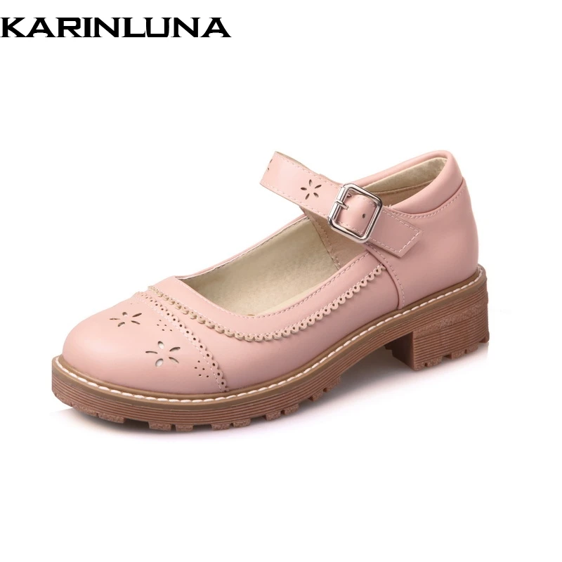 

KarinLuna dropship large size 32-43 retro mary janes spring shoes pumps women sweet pink black girls date brogue shoes woman