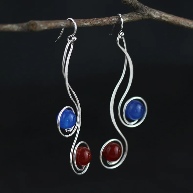 

CMAJOR Original 925 Sterling Silver Agate Beads Dance In Spring Drop Earrings Women Girls Handmade Fine Jewelry Wholesale