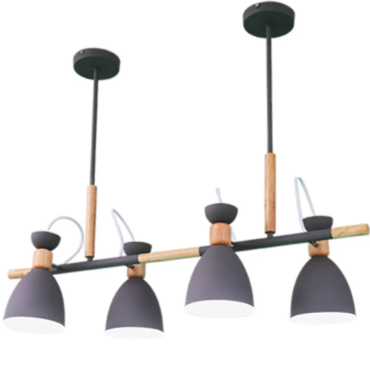 

Modern Led Wooden Pendant Light 4 Heads Hanging Lamp Nordic European Home Deco Dining Room Restaurant Colgantes Row Japanese