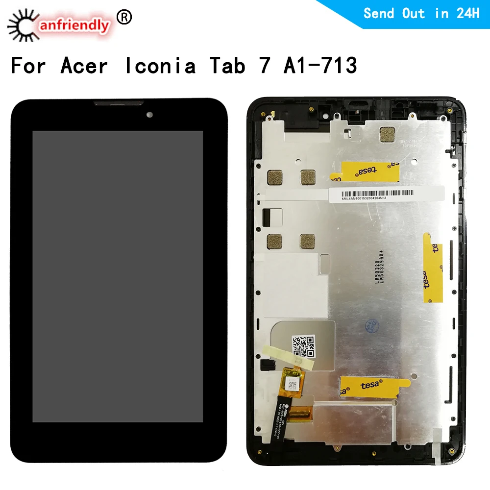 ЖК-дисплей для acer Iconia Tab 7 A1-713 + сенсорная панель дигитайзер экран с рамкой сборка